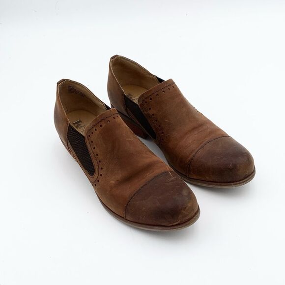Korks two tone brown leather low heeled slip on ankle boots - Picture 1 of 13